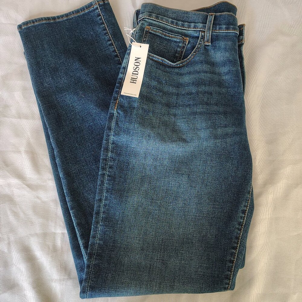 NWT $215 Mens HUDSON Size 33 x 32"  Color Blue Denim Byron Straight Jeans
